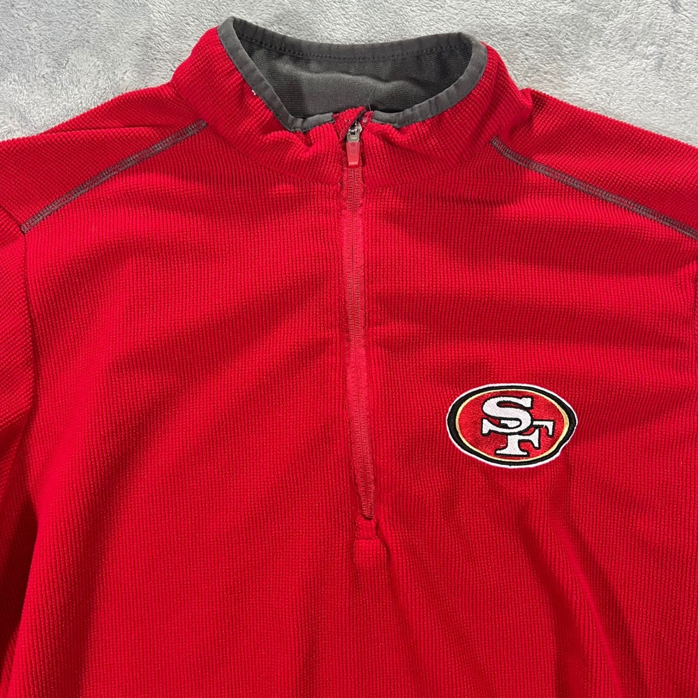 SAN FRANCISCO 49ERS Pullover Mens Medium Red 1/4 Zip Waffle ANTIGUA NFL Football